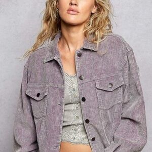☀️ POL Corduroy Distressed Trucker Jacket
